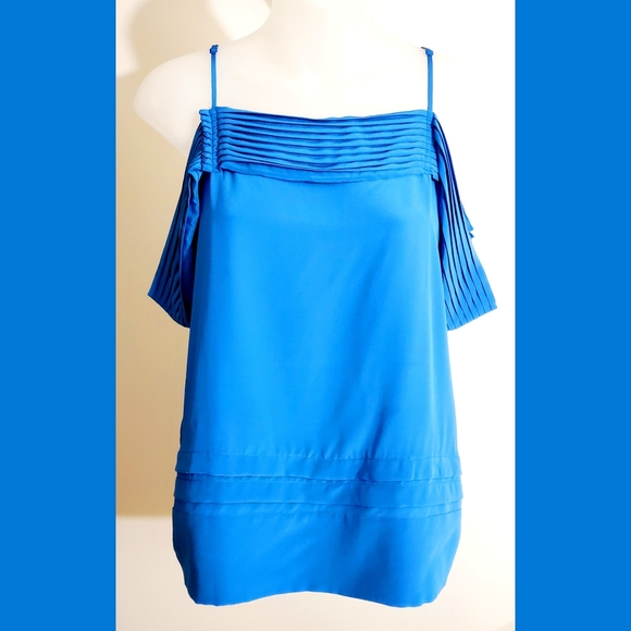 BCBGMaxAzria Tops - BCBGMAXAZRIA Blue off the shoulder top